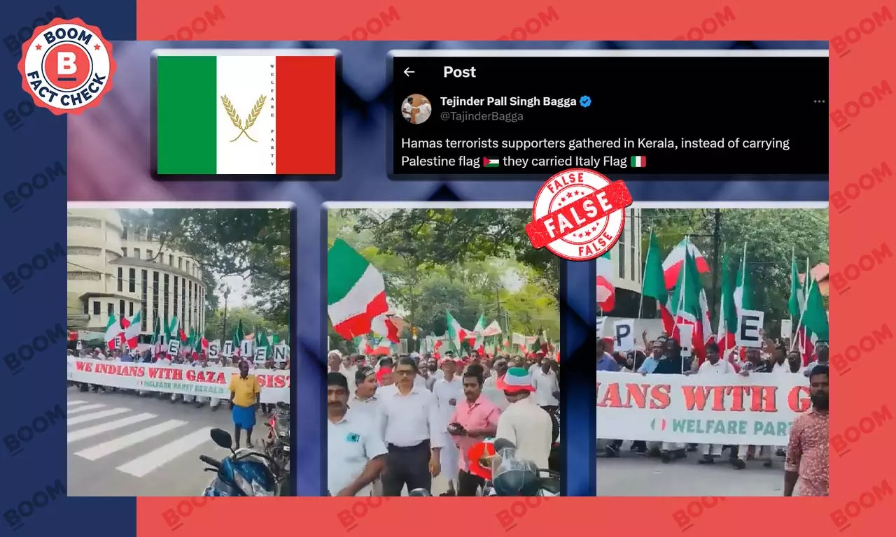 Did Pro-Palestine Supporters In Kerala Carry The Italian Flag? A FactCheck