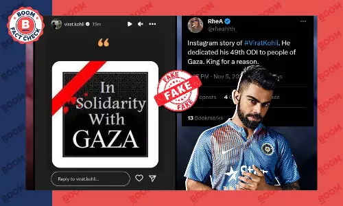 Instagram Screenshot Of Kohli Posting In Solidarity With Gaza Is Fake