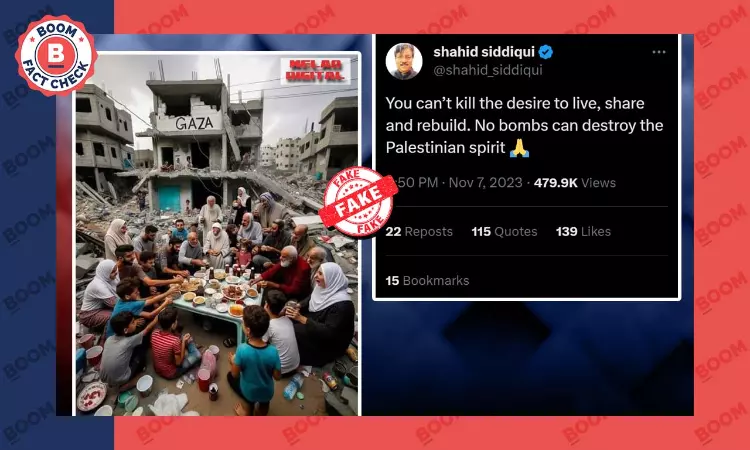AI Generated Image Shared As Gazans Eating Together Amid Rubble