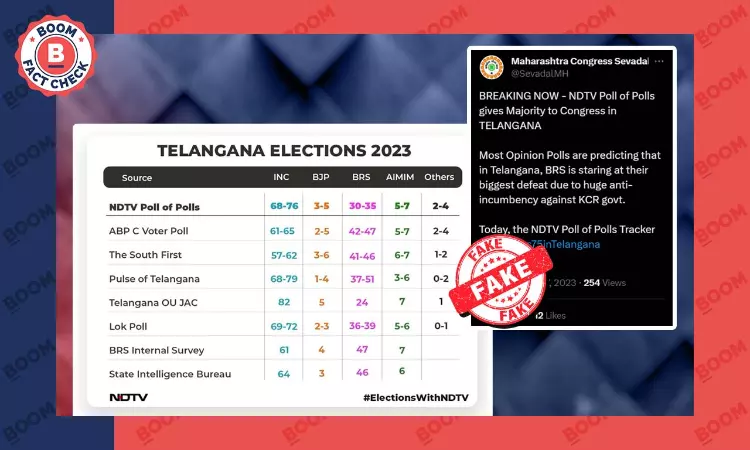 NDTV Poll Of Polls Graphic Predicting Congress Win In Telangana Is Fake