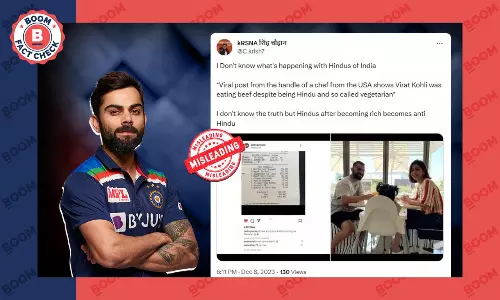 Unrelated Images Shared As Virat Kohli Eating Beef At A Restaurant In US