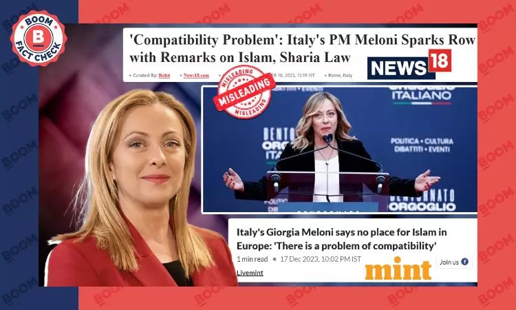Media Outlets Publish Old Comment By Italian PM Giorgia Meloni On Islam As Recent