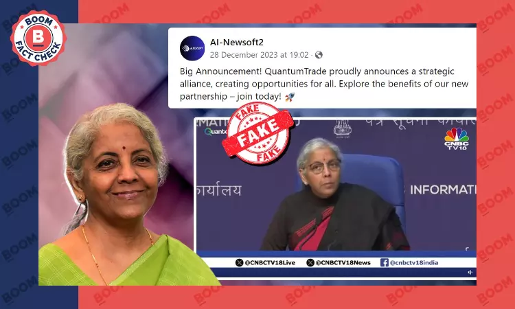 Video of FM Nirmala Sitharaman Promoting Crypto Trading Platform Is a Deepfake