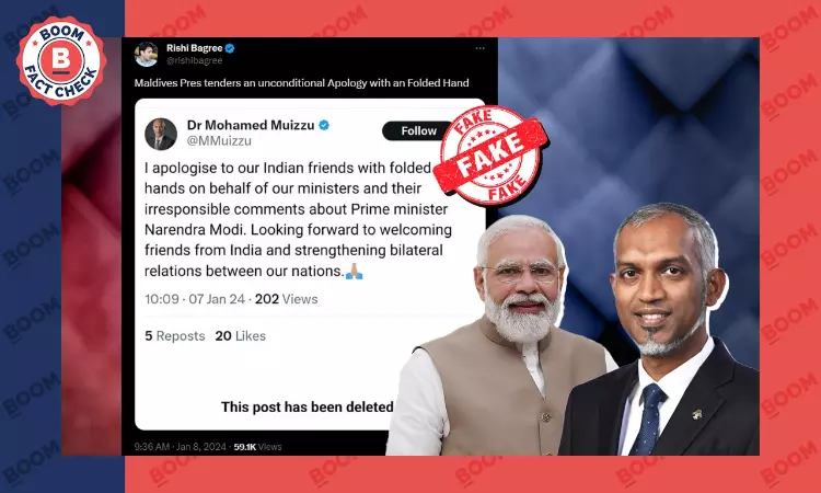 Screenshot Of Maldives President Muizzu Apologising to Indians Is Fake