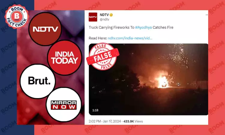 Did A Truck Carrying Firecrackers For Ayodhya Ram Temple Catch Fire? FactCheck