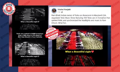 Did Tesla Showroom Owner Organise A Light Show Dedicated To Lord Ram? FactCheck