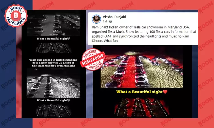 Did Tesla Showroom Owner Organise A Light Show Dedicated To Lord Ram? FactCheck