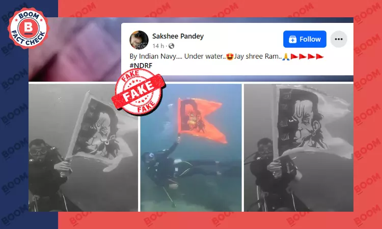Clip Of Civilian Scuba Diving With Hanuman Flag Falsely Shared As Indian Navy