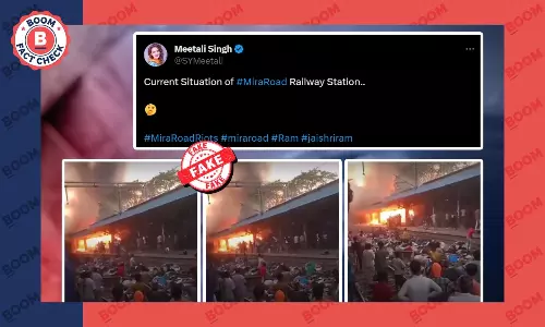 Video Of A Fire At West Bengal Railway Station Peddled As Mira Road Violence