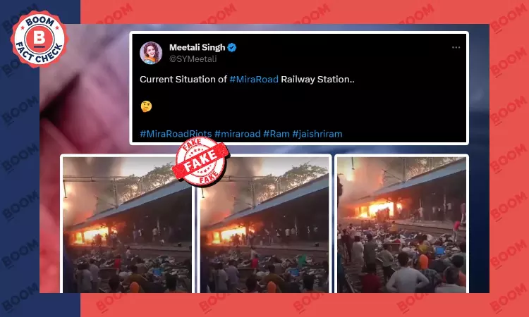 Video Of A Fire At West Bengal Railway Station Peddled As Mira Road Violence