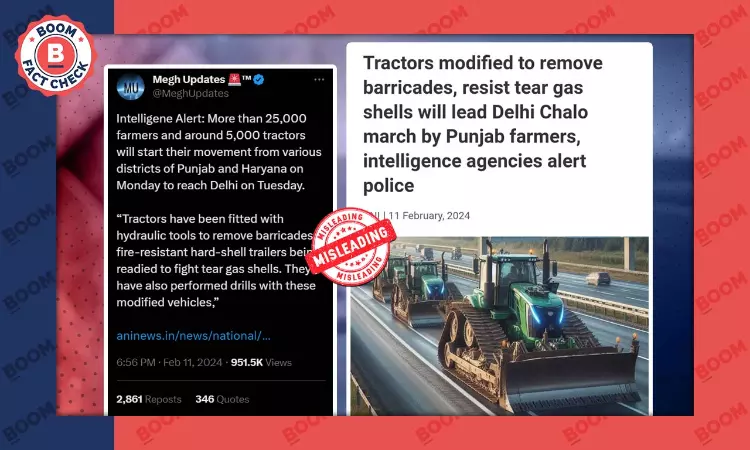 AI Photo Of Modified Tractors Falsely Linked To Delhi Chalo’ Farmers Protest