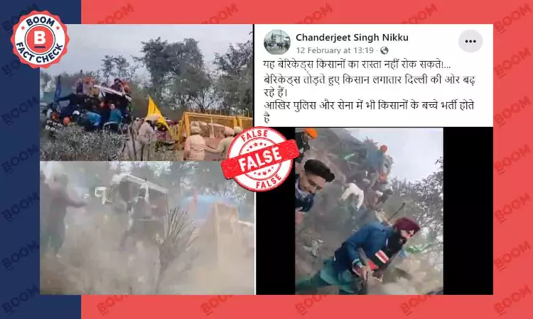 Video Does Not Show Farmers Crossing Barricades To Reach Delhi