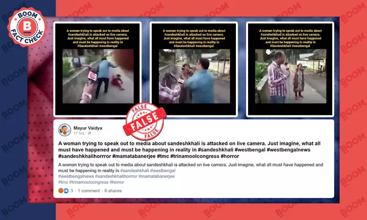 2018 Video Peddled As Woman Attacked On Live TV In Sandeshkhali