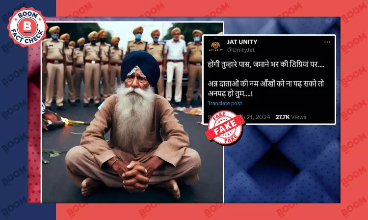 Image of Helpless Farmer Surrounded by Police Is AI-Generated