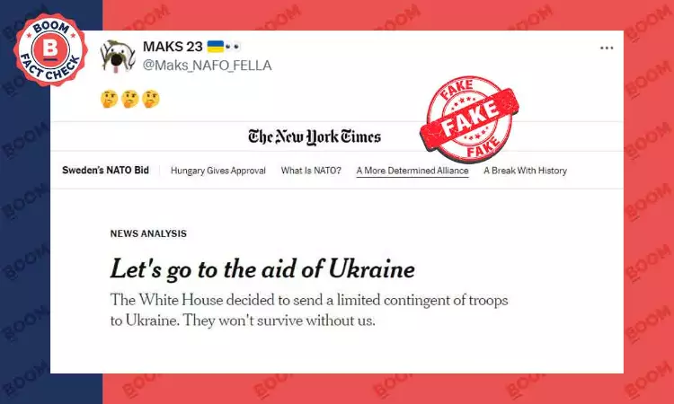 Screenshot Of New York Times Article Supporting Ukraine Is Fabricated