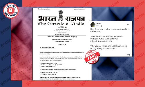 Fake Circular Misidentifies Two Election Commissioners Appointed to ECI