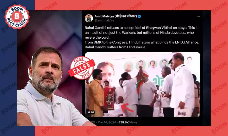 Cropped Video Falsely Shared As Rahul Gandhi Refusing To Accept Vitthal Idol