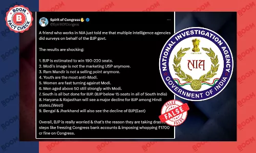 Fake Posts Falsely Claim NIA Survey On Elections Show Anti-Modi Sentiment