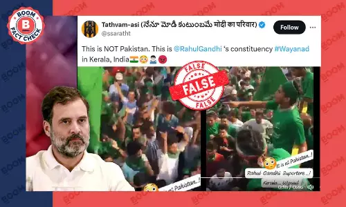 False Claim Of Pakistan Flags At Congress Rally In Keralas Wayanad Revived