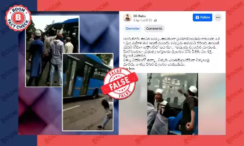 Old Video Of Buses Vandalised In Gujarat Revived As Karnataka