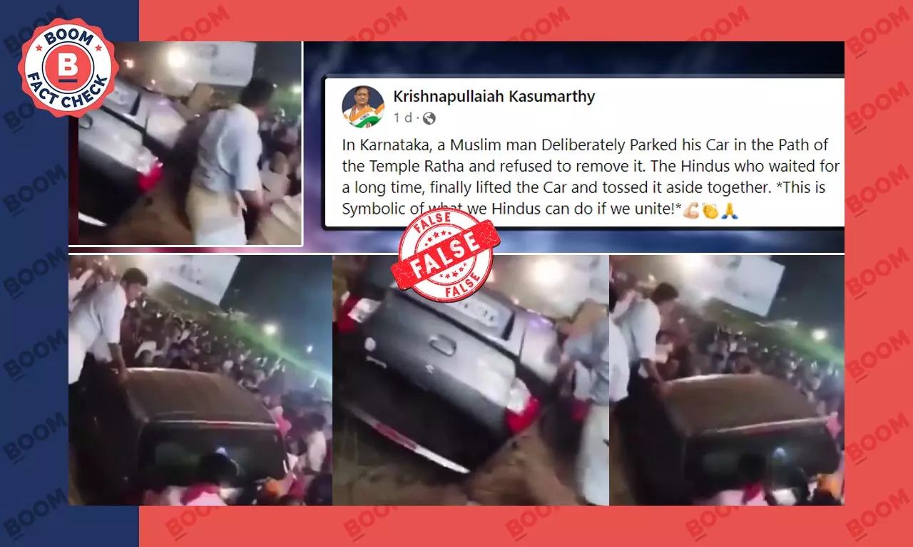 Video Of Car Being Overturned In Karnataka Viral With False Communal Claim