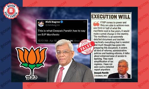 Ex-HDFC Chairman’s Old Remarks on BJP Manifesto Peddled As Recent