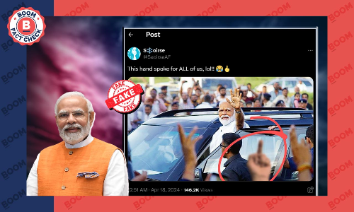 Photo Showing Obscene Gesture Aimed At PM Modi Is Digitally Altered