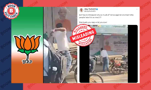 Old Video of Man Pelting Stone at PM Modi’s Poster Viral As Recent