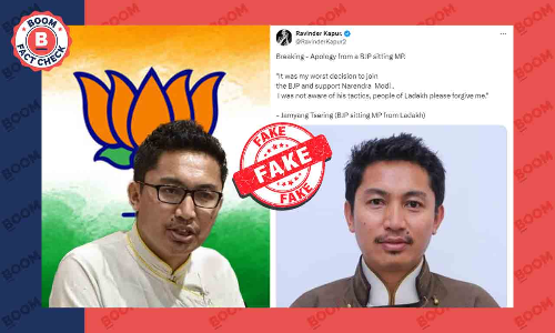 No, Ladakh MP Jamyang Tsering Namgyal Did Not Apologise For Joining BJP
