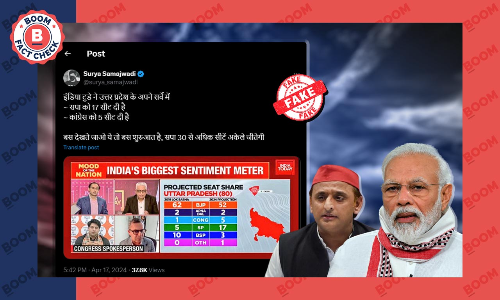 India Today Screenshot Predicting 17 LS Seats For SP In UP Is Edited