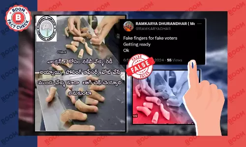 Photo Does Not Show Fake Fingers Being Used for Voting Fraud