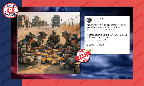 Photo of Indian Army Soldiers Eating In The Heat Is AI-Generated