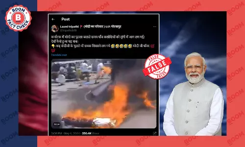 Video Does Not Show Karnataka Congress Workers Burning Modi Effigy