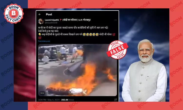 Video Does Not Show Karnataka Congress Workers Burning Modi Effigy