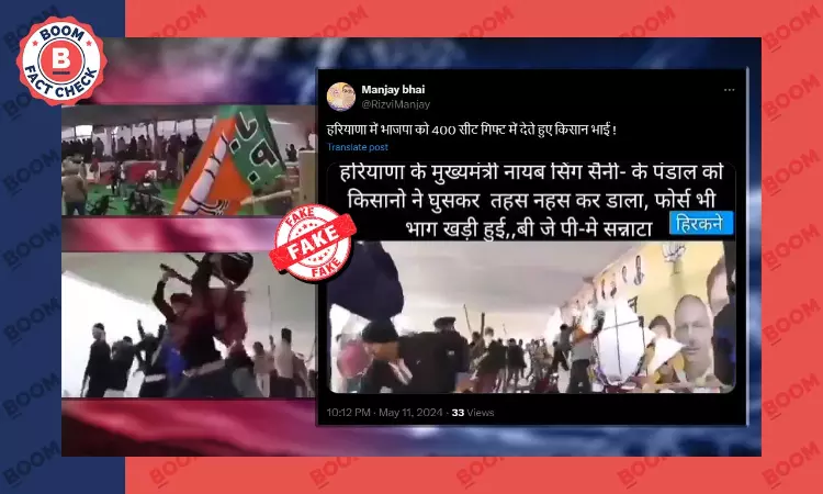 2021 Video Shared As Farmers Vandalising Haryana CM Sainis Dais