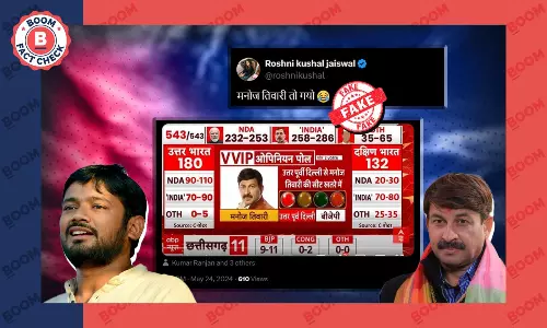 ABP News Lok Sabha Poll Survey Graphic Predicting Manoj Tiwari Loss Is Fake