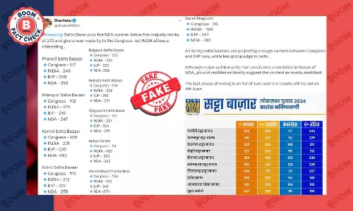 Fake News24 Graphic Claims Satta Bazaars Predict Win For INDIA Bloc