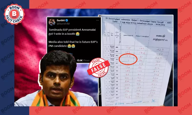 List Claiming BJPs K Annamalai Received 1 Vote In A Booth Is Morphed