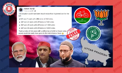 False Claim Of BJP Winning 165 Seats In UP With Less Than 2000 Votes Revived