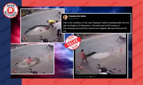 Old Video From Brazil Peddled As Woman Falling Into Pothole In Ayodhya