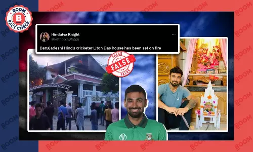 Photo of Bangladesh MPs House Set Ablaze Peddled As Cricketer Liton Dass House