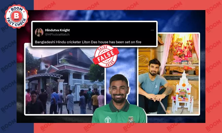 Photo of Bangladesh MPs House Set Ablaze Peddled As Cricketer Liton Dass House