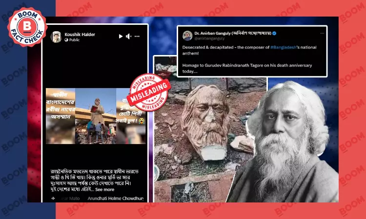 Old Visuals Of Tagores Statue Vandalised in Bangladesh Viral As Recent