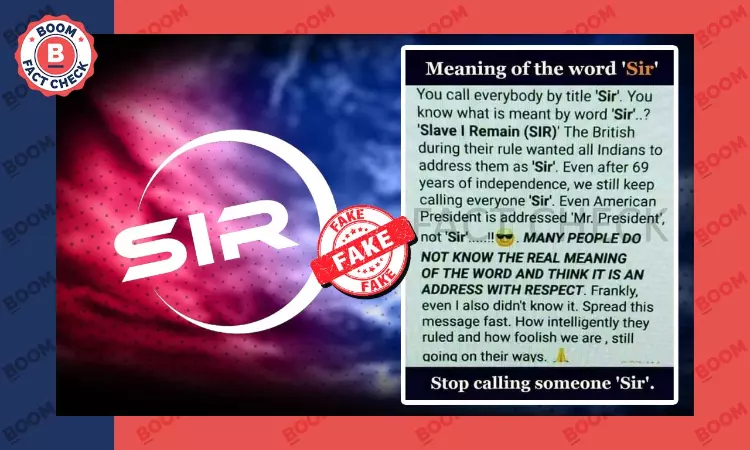 Does Sir Really Stand For Slave I Remain?: A FactCheck