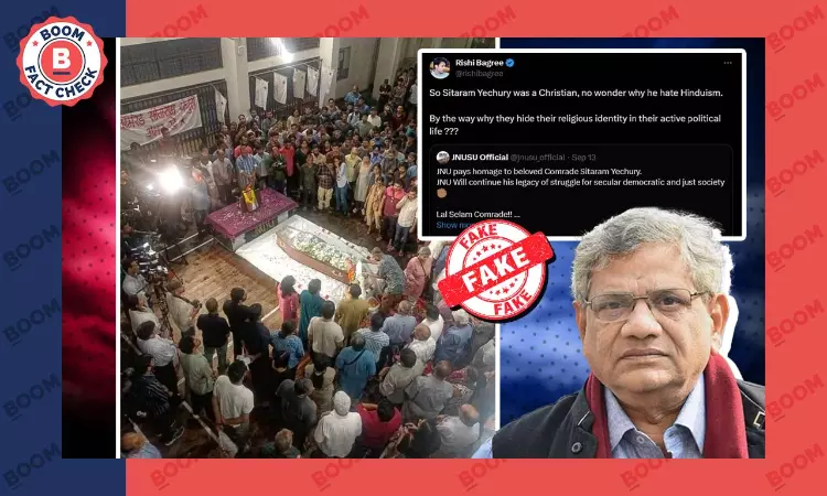 Social Media Posts Falsely Claim Late CPIM Leader Sitaram Yechury Was Christian