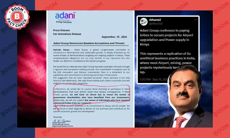 Press Release Admitting Bribing Kenya Officials Is Fake, Says Adani Group