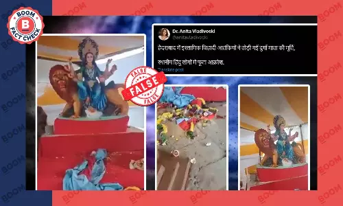 Video Of Durga Idol Vandalism In Hyderabad Viral With False Communal Claim