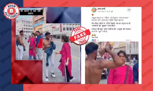 No, This Video Does Not Show A Hindu Woman Thrashing A Muslim Man For Harassing Her