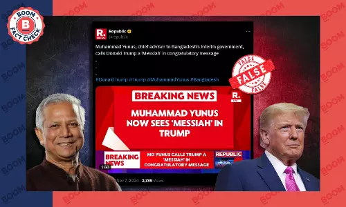 Republic TV Misreports Fake Letter Claiming Muhammad Yunus Called Trump A Messiah