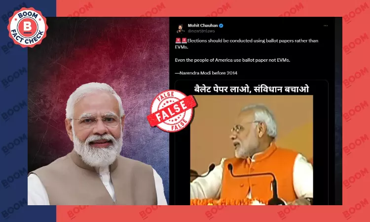Video Showing Modi Supporting Ballots Over EVM At A Rally Is Cropped